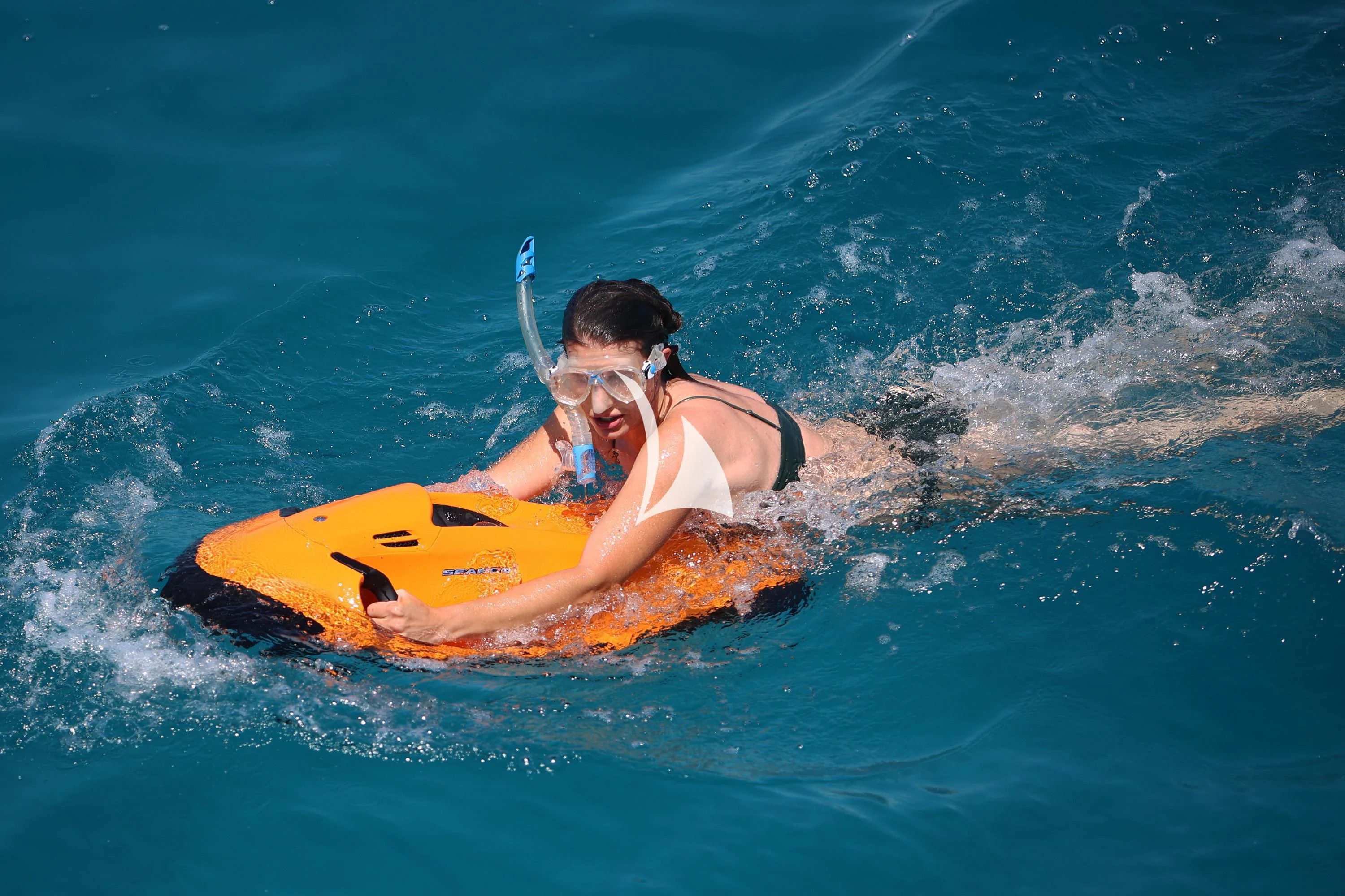 a person on a yellow raft aboard ALALYA Yacht for Sale