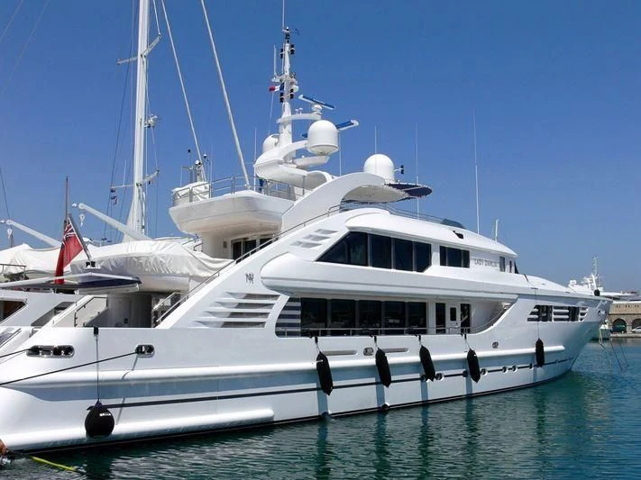 a white yacht in the water aboard ALALYA Yacht for Sale