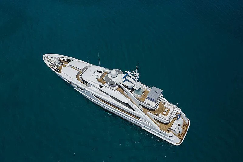 a high angle view of a ship aboard ALALYA Yacht for Sale