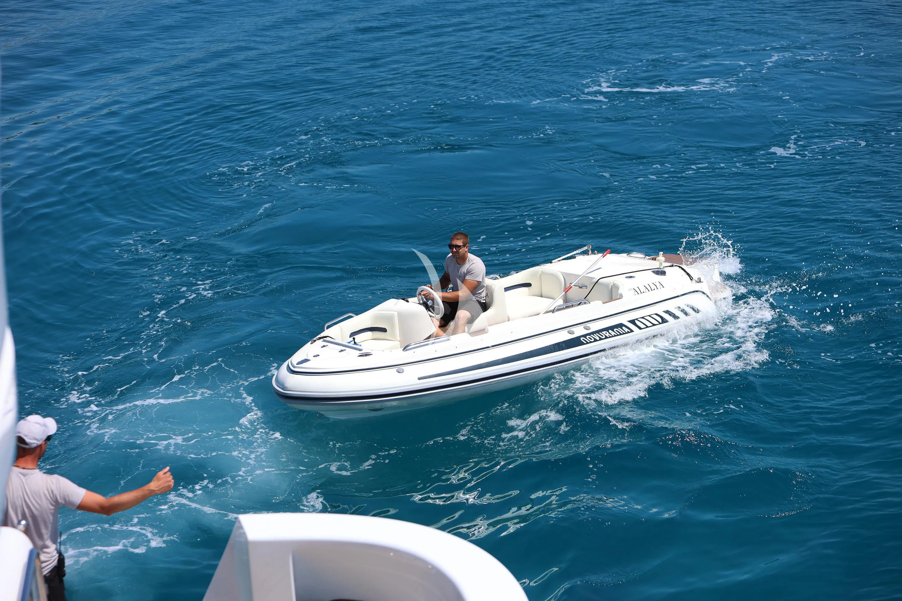 a person on a boat aboard ALALYA Yacht for Sale