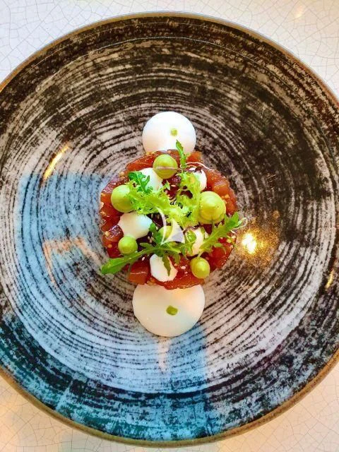 a plate of food aboard ALALYA Yacht for Sale