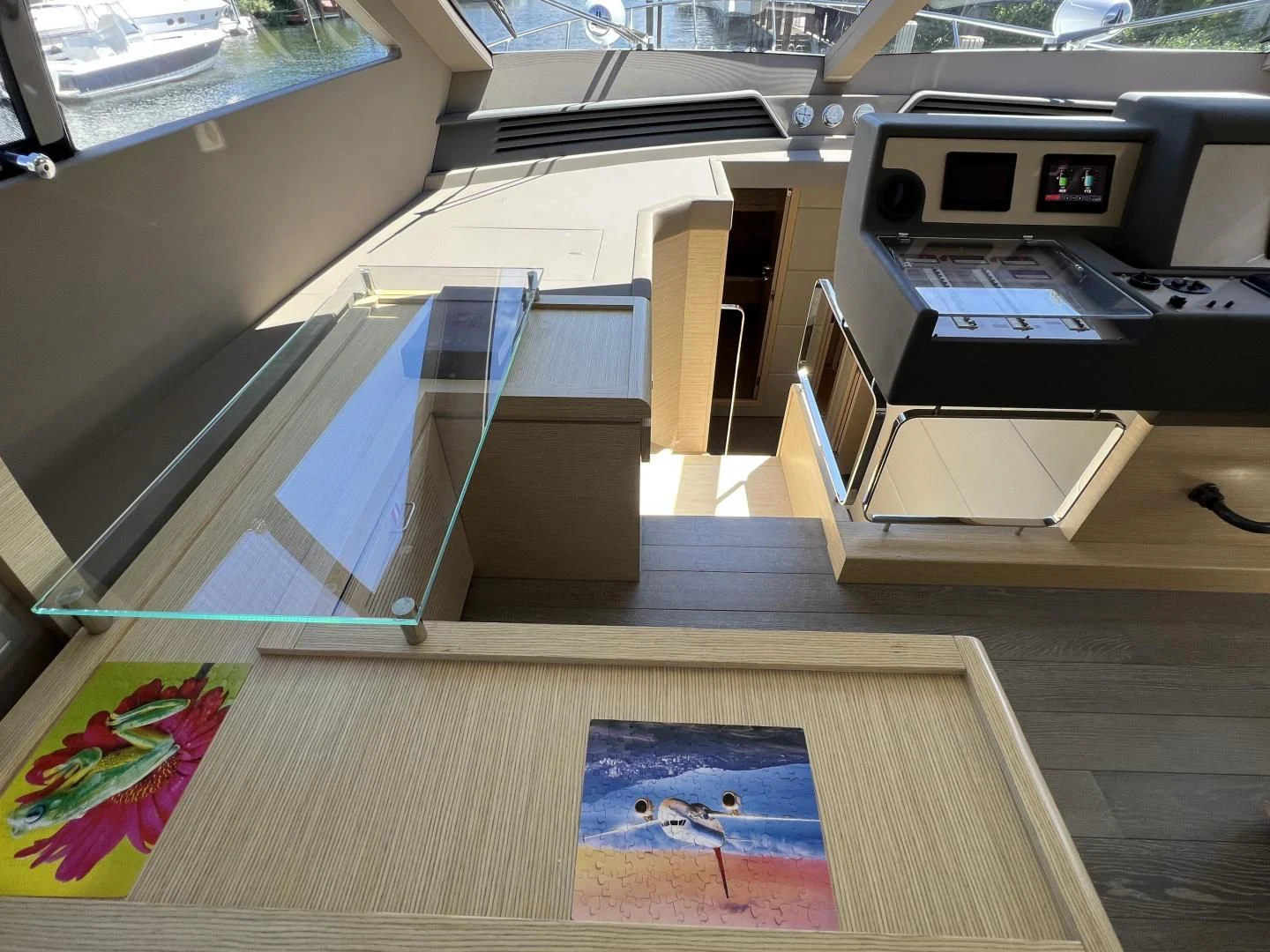 a room with a desk and a computer aboard FERRETTI Yacht for Sale