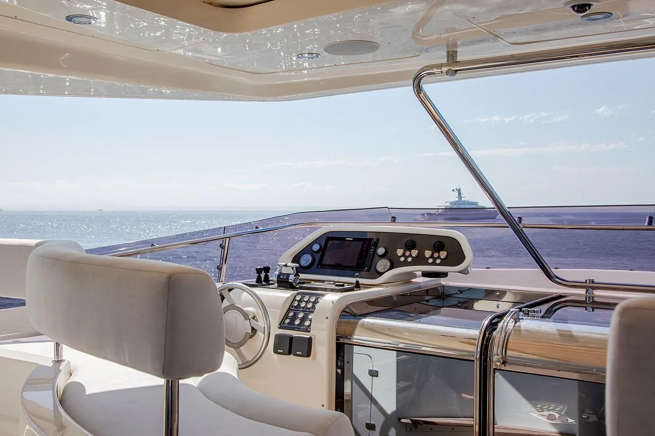 inside of a cockpit of a plane aboard THINK BIG Yacht for Sale