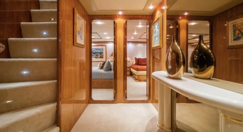 a bathroom with a marble counter aboard SHALIMAR Yacht for Sale