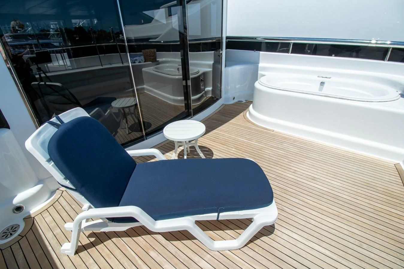 a lounge chair in a room aboard SHALIMAR Yacht for Sale