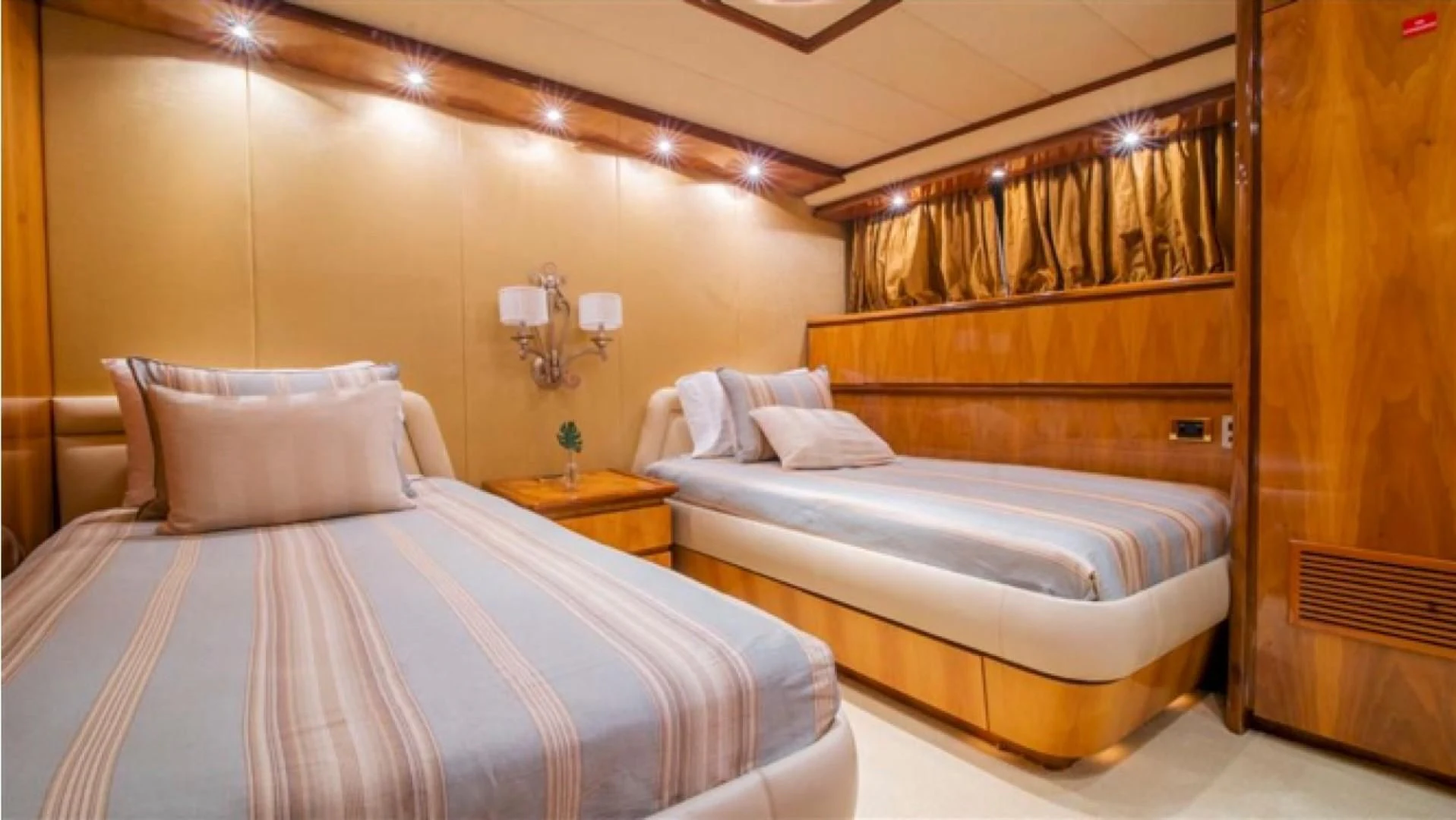 a room with two beds aboard SHALIMAR Yacht for Sale
