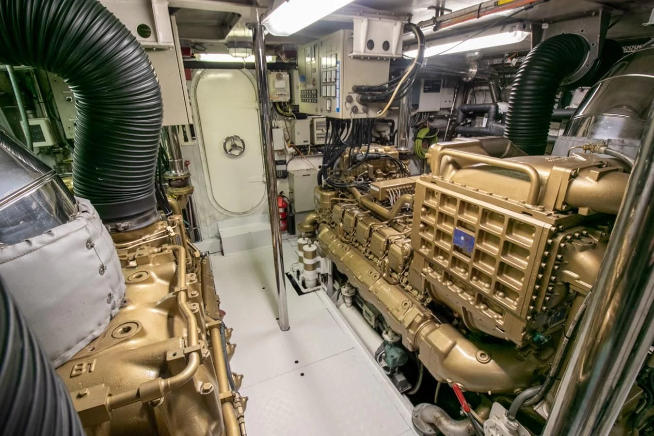a large room with machinery aboard SHALIMAR Yacht for Sale