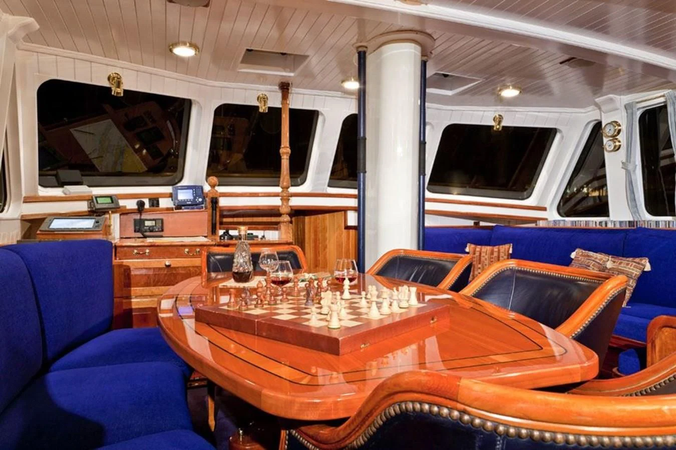a dining table in a boat aboard TIGERLILY OF CORNWALL Yacht for Sale