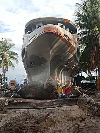 a large round object on a rocky surface aboard MY QUEEN 888 Yacht for Sale