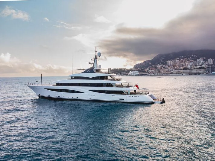 a white yacht in the water aboard JUICE Yacht for Sale