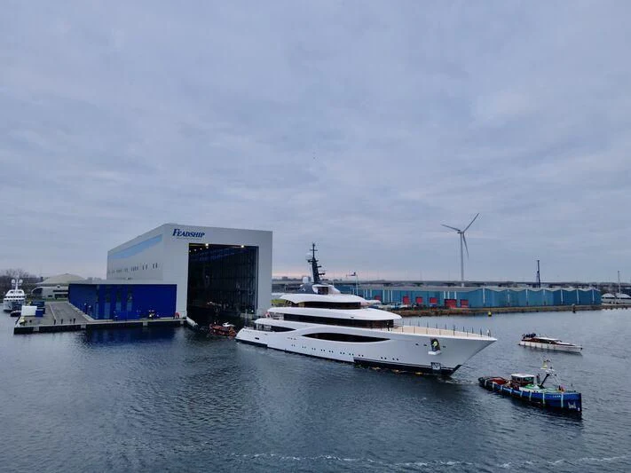 a group of boats in a harbor aboard JUICE Yacht for Sale