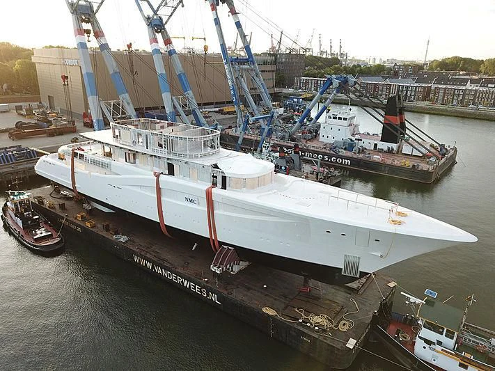 a large ship docked aboard JUICE Yacht for Sale