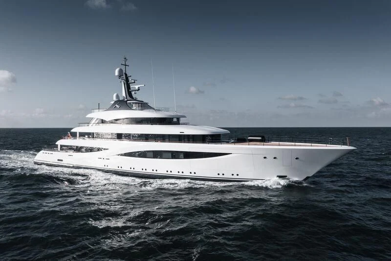 a large white ship aboard JUICE Yacht for Sale