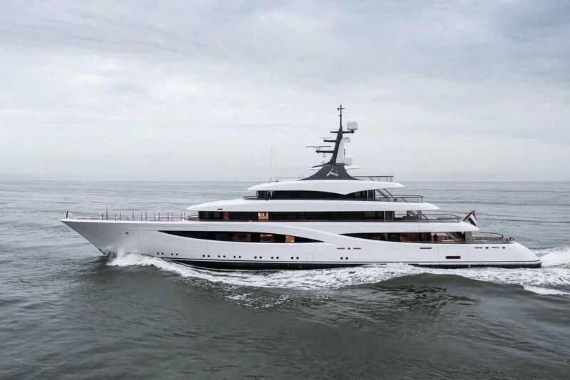 a white yacht in the water aboard JUICE Yacht for Sale