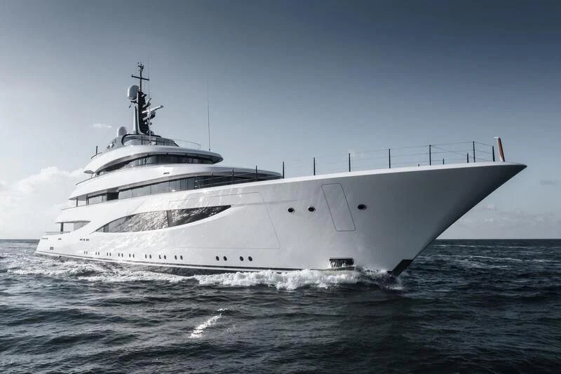 a white yacht in the water aboard JUICE Yacht for Sale