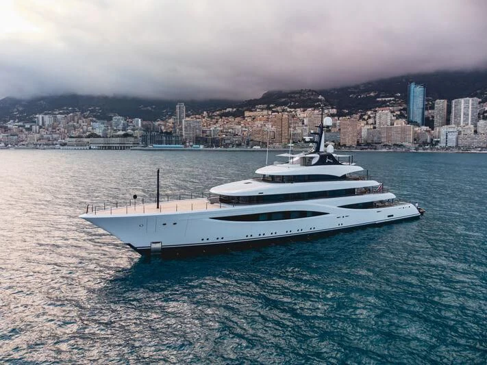 a white yacht in the water aboard JUICE Yacht for Sale