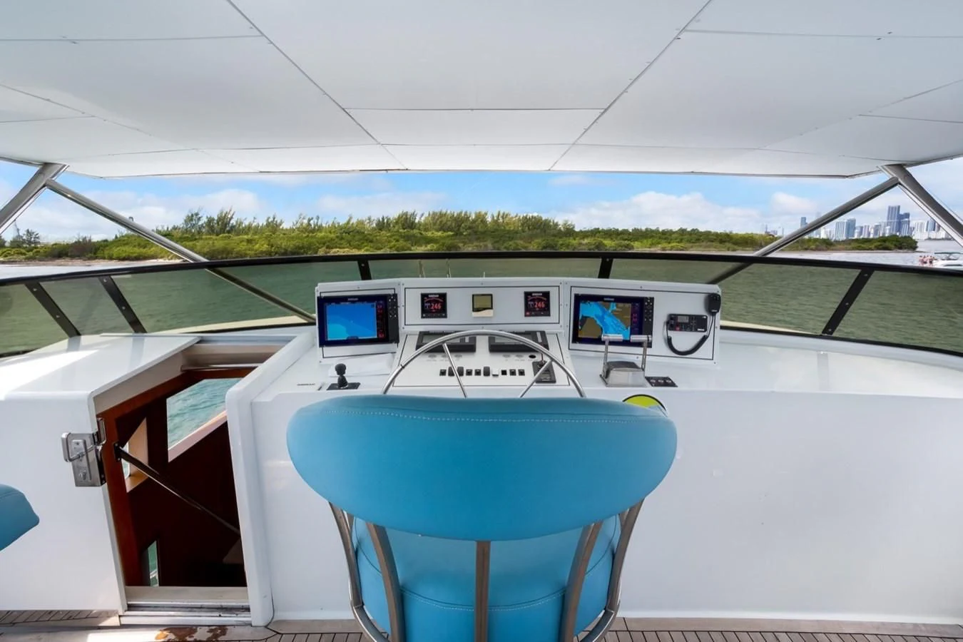a blue bucket on a boat aboard DESLIZE Yacht for Sale