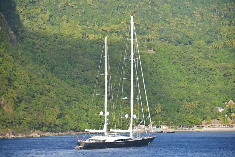 a sailboat on the water aboard PANTHALASSA Yacht for Sale