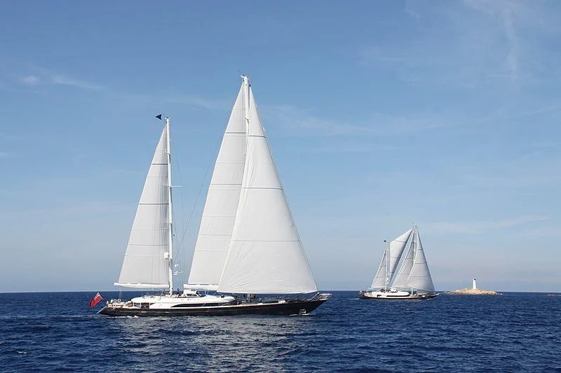 a group of sailboats in the water aboard PANTHALASSA Yacht for Sale
