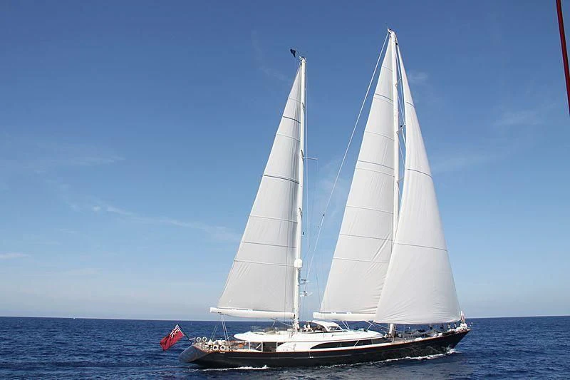 a sailboat on the water aboard PANTHALASSA Yacht for Sale