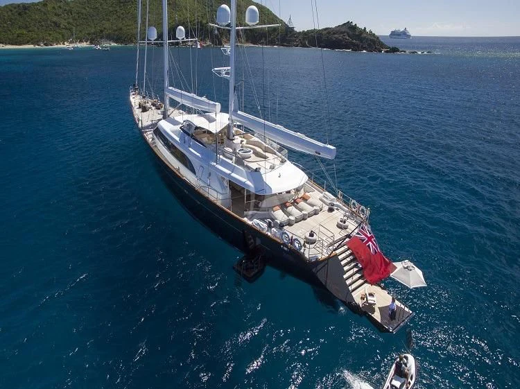 a boat on the water aboard PANTHALASSA Yacht for Sale