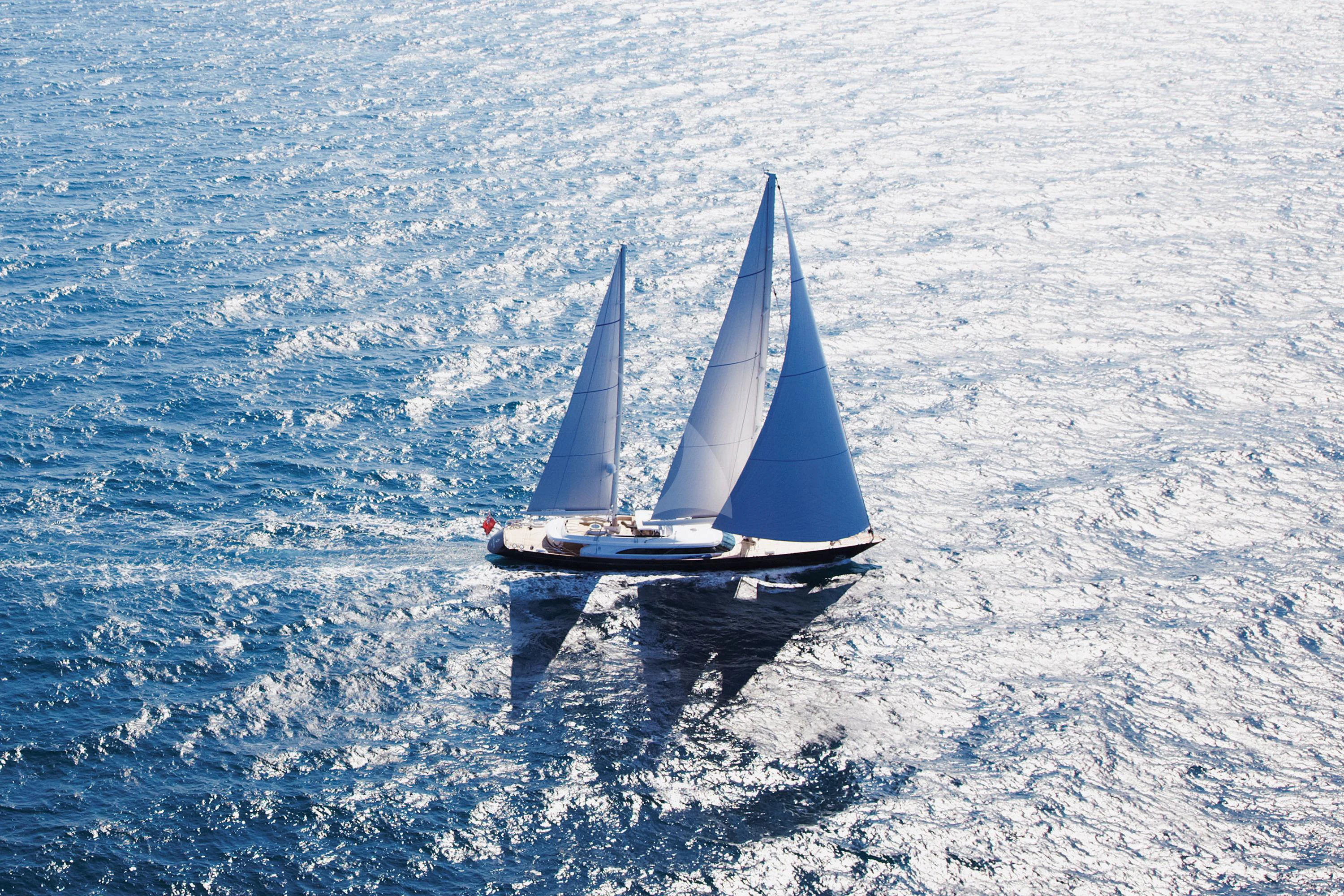 a sailboat on the water aboard PANTHALASSA Yacht for Sale