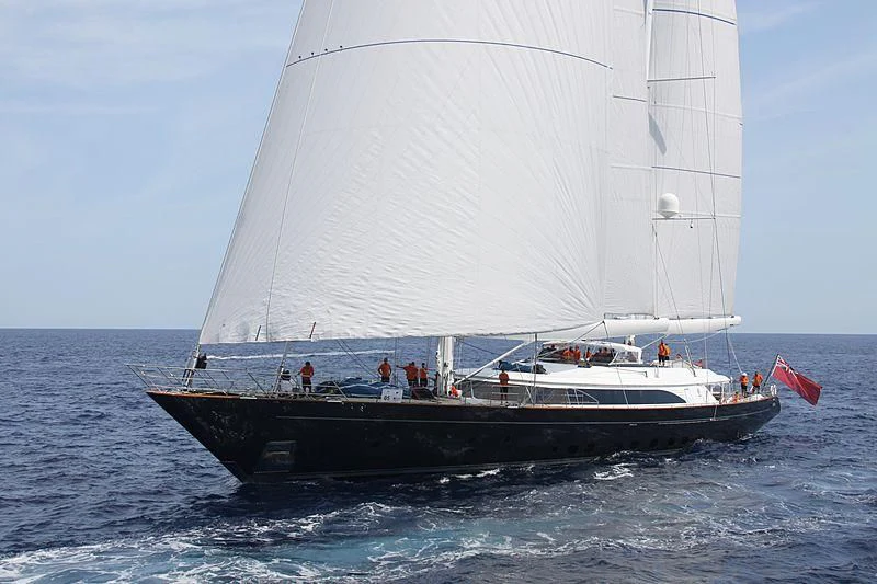 a boat sailing on the sea aboard PANTHALASSA Yacht for Sale