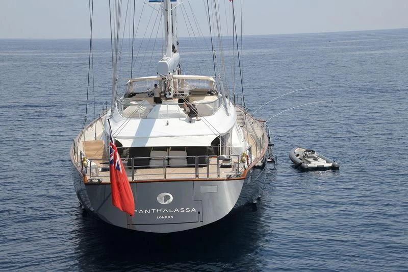 a boat in the water aboard PANTHALASSA Yacht for Sale