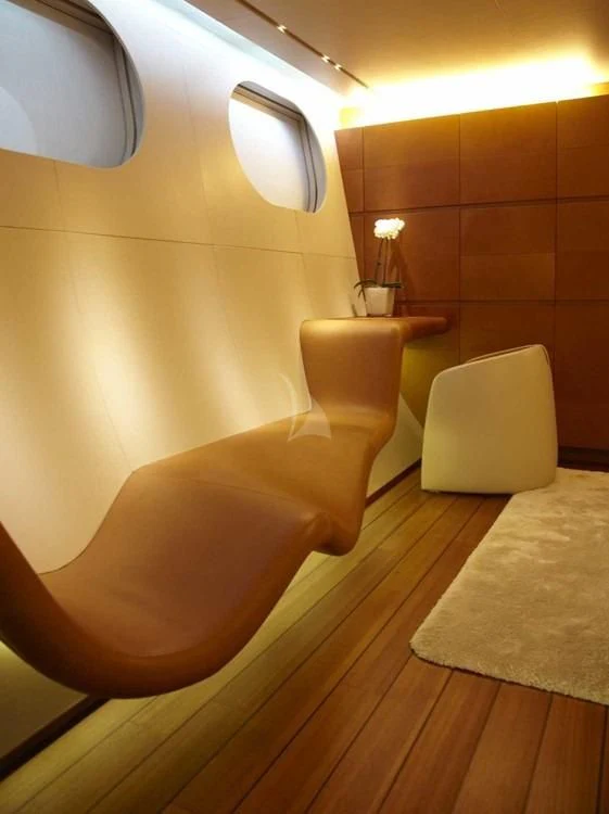 a bathroom with a large bathtub aboard PANTHALASSA Yacht for Sale