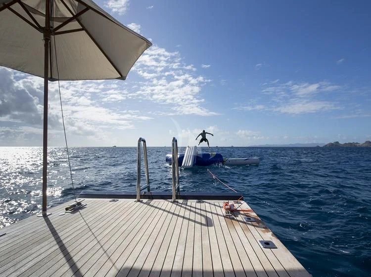 a boat on the water aboard PANTHALASSA Yacht for Sale