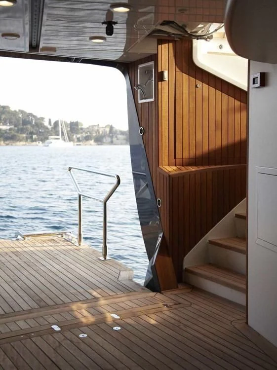 a boat on a body of water aboard PANTHALASSA Yacht for Sale
