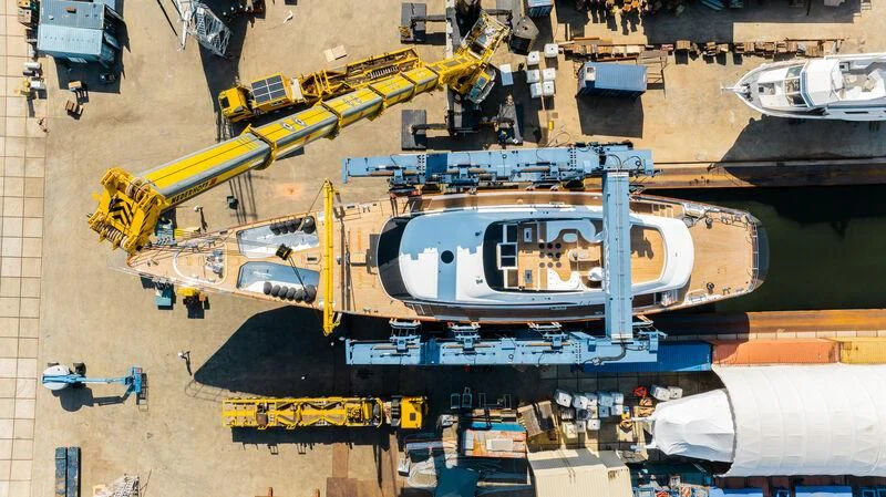 a large group of airplanes aboard PANTHALASSA Yacht for Sale