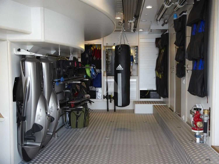 a room with a lot of equipment aboard PANTHALASSA Yacht for Sale