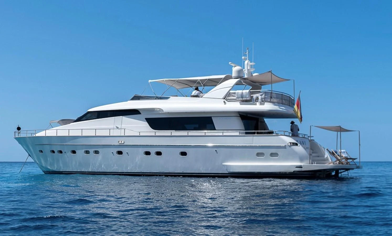 a white yacht on the water aboard MARIS STELLA Yacht for Sale