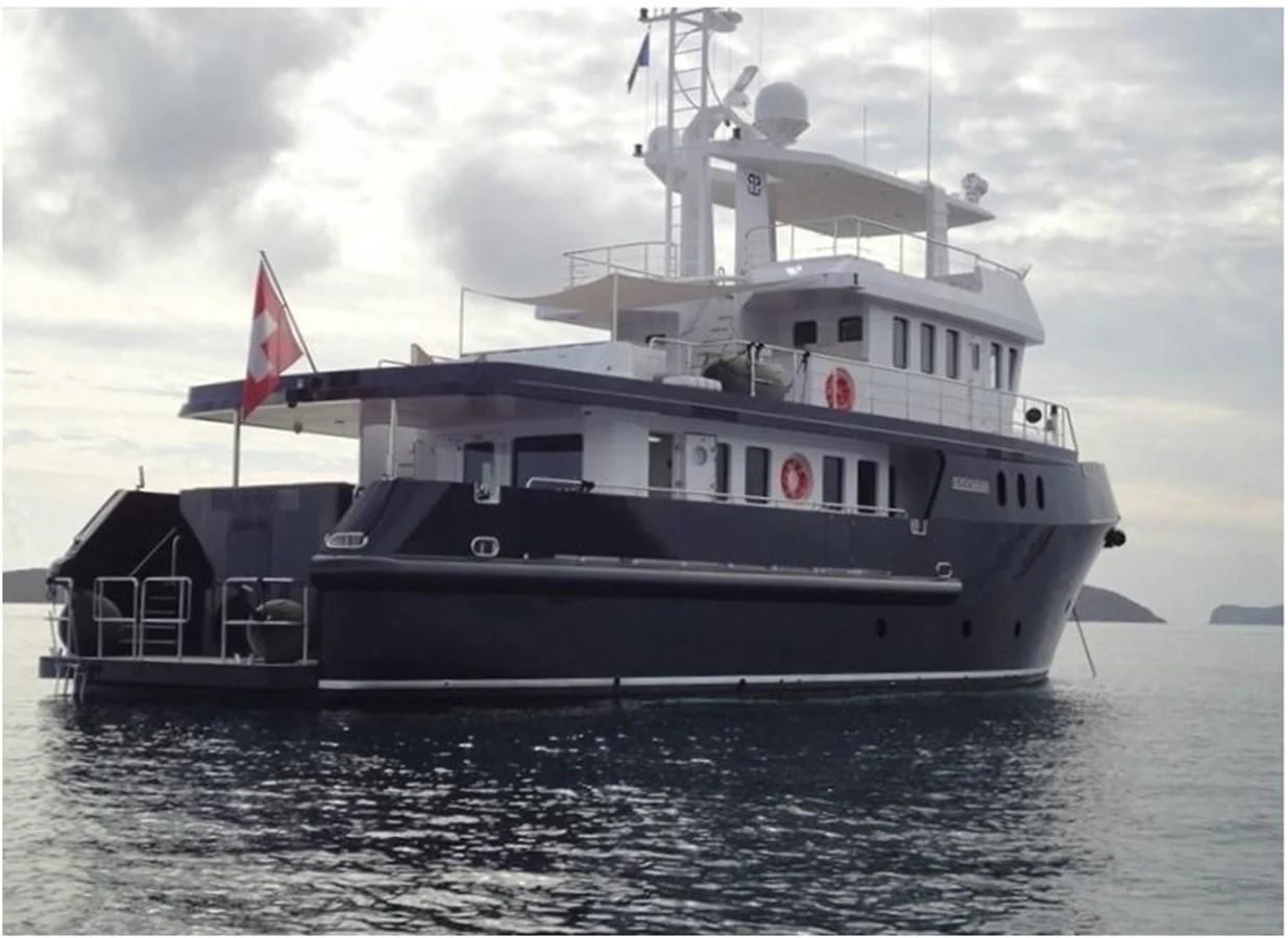 a large ship in the water aboard MARIS STELLA Yacht for Sale