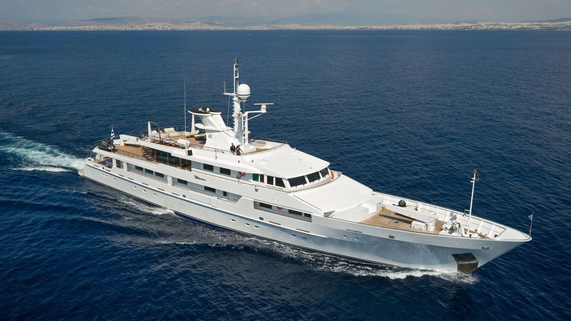 a large white ship in the water aboard O'NATALINA Yacht for Sale