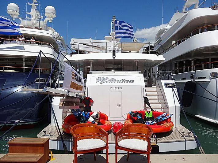 a group of boats sit on a dock aboard O'NATALINA Yacht for Sale