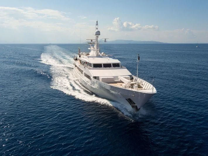 a large white boat in the water aboard O'NATALINA Yacht for Sale