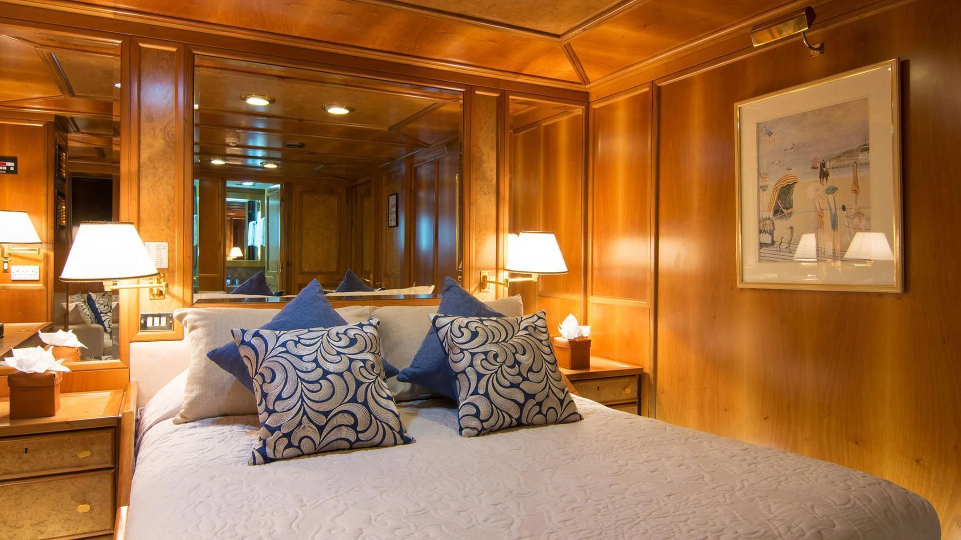 a bed with pillows aboard O'NATALINA Yacht for Sale