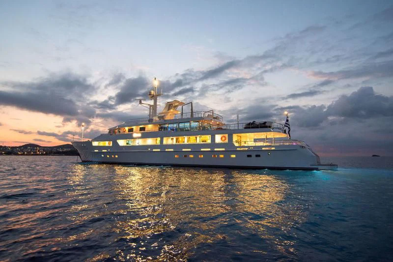 a large ship in the water aboard O'NATALINA Yacht for Sale