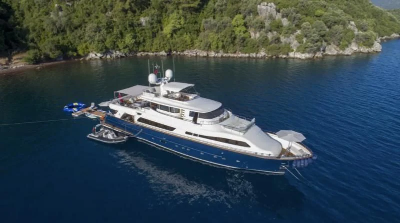 a boat on the water aboard HAG Yacht for Sale