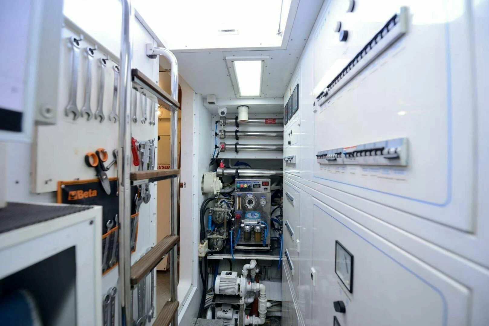 a room with equipment and equipment aboard HAG Yacht for Sale