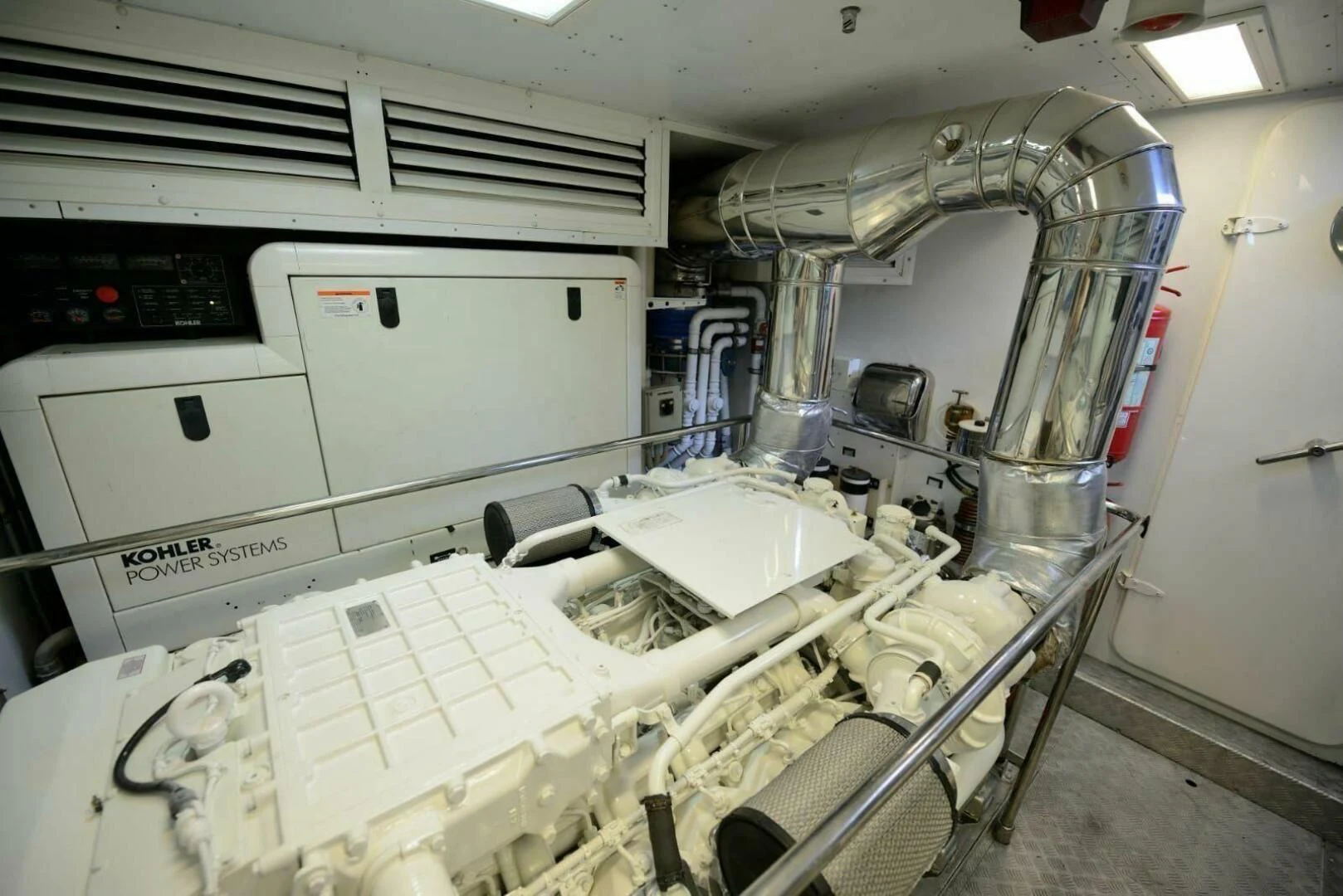 a large machine with a lot of equipment in it aboard HAG Yacht for Sale