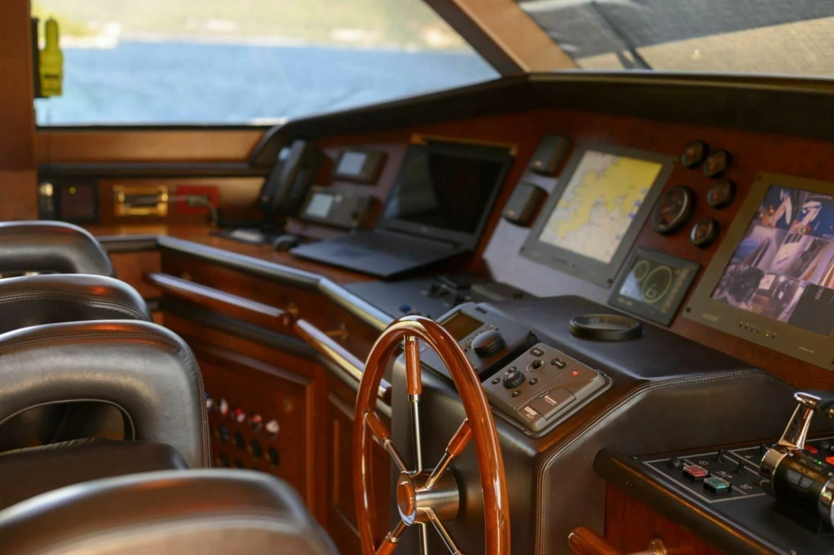 a room with a desk and a laptop aboard HAG Yacht for Sale