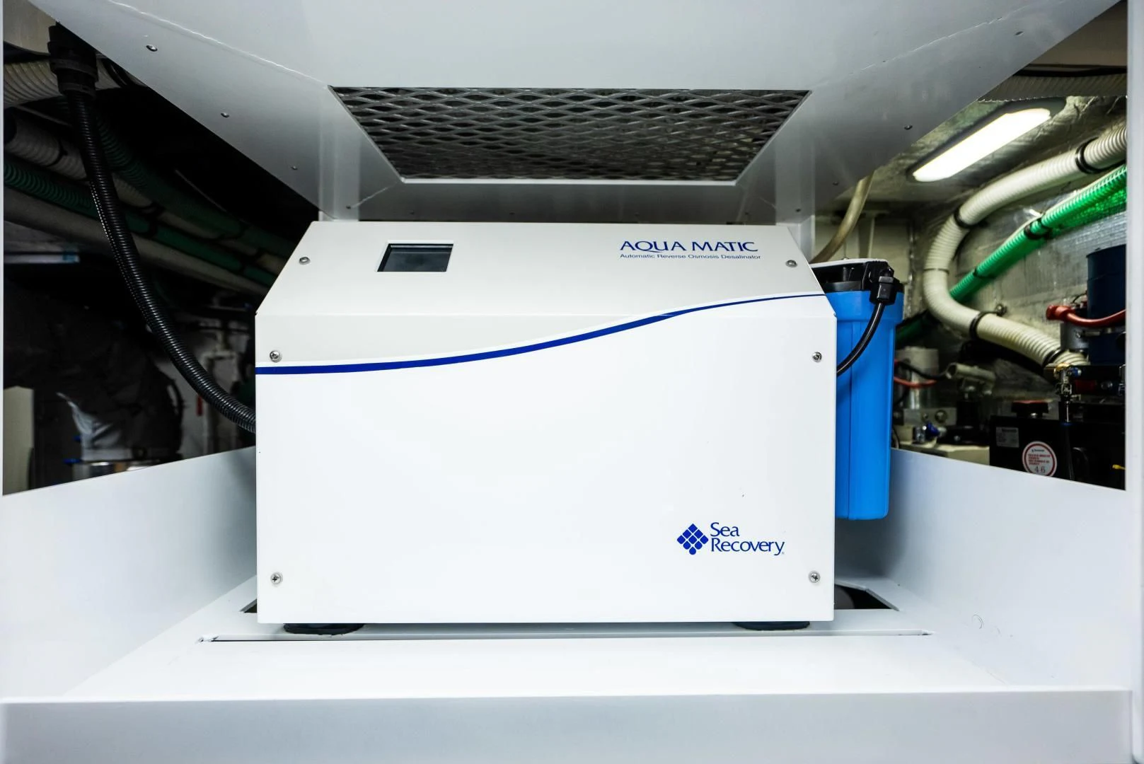 a white rectangular object with a blue object on it aboard THE KING Yacht for Sale