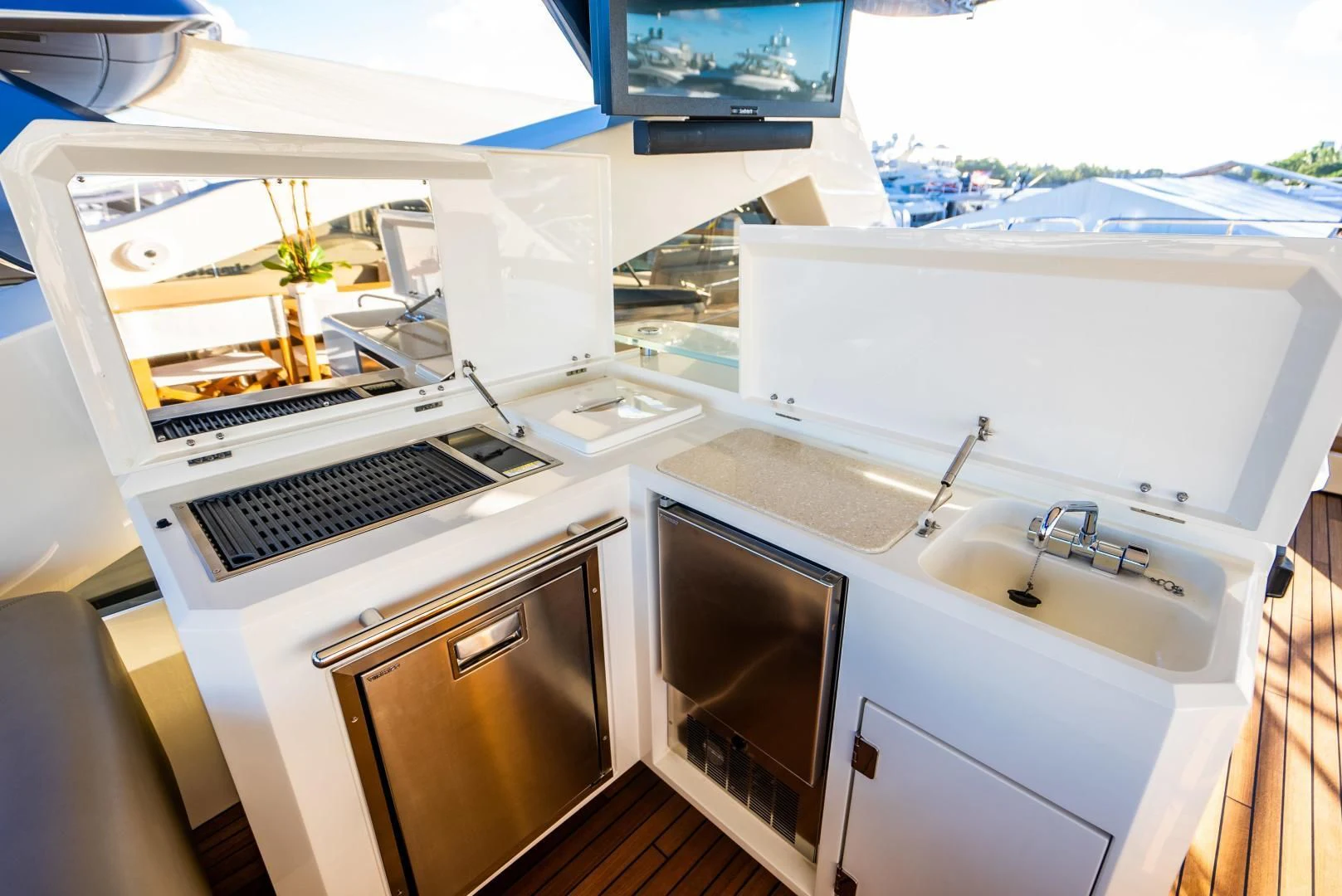 a kitchen with a large oven aboard THE KING Yacht for Sale
