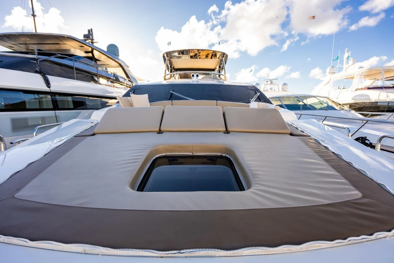 a boat with a yellow stripe aboard THE KING Yacht for Sale