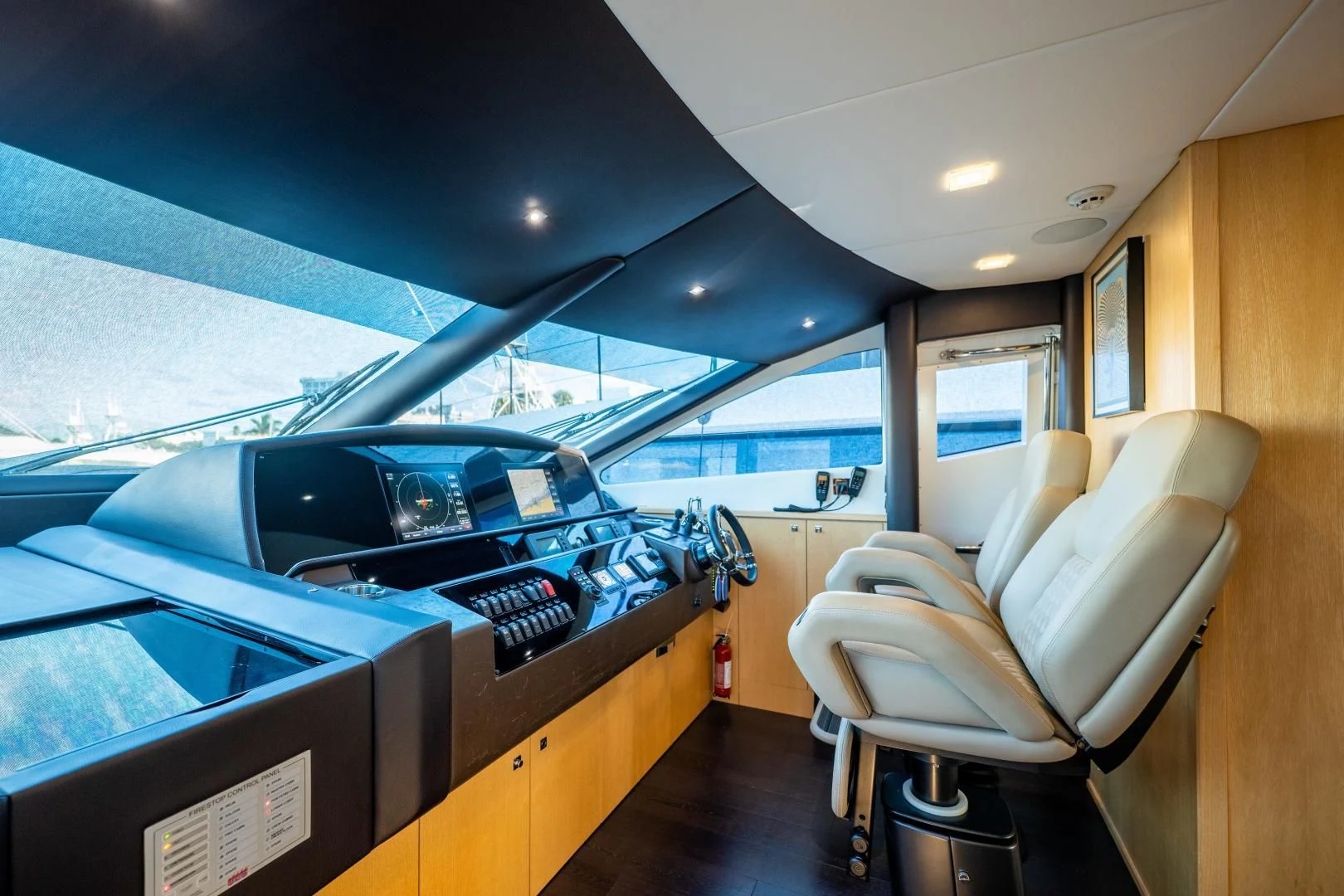 inside of a car aboard THE KING Yacht for Sale