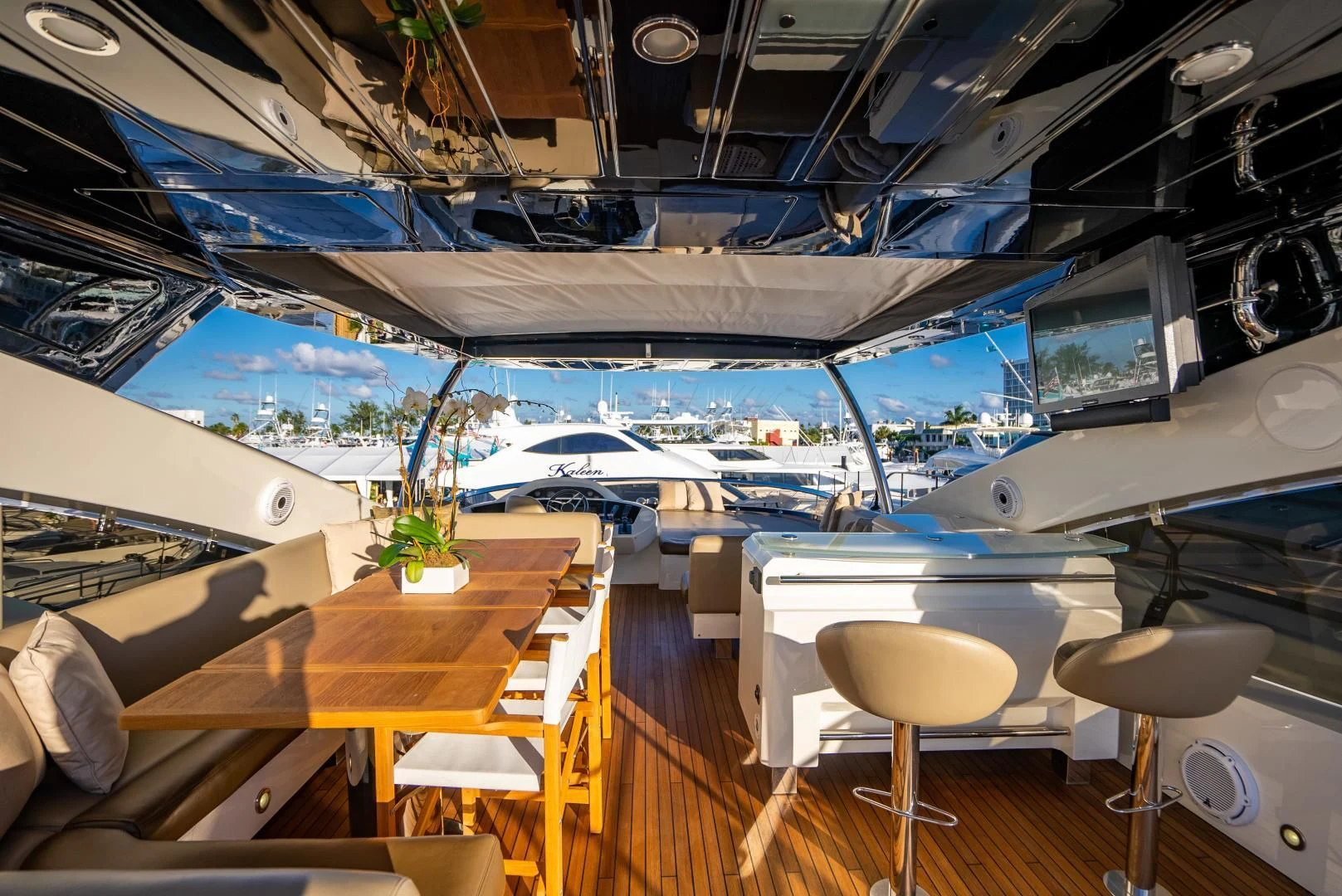 a boat with many boats in it aboard THE KING Yacht for Sale