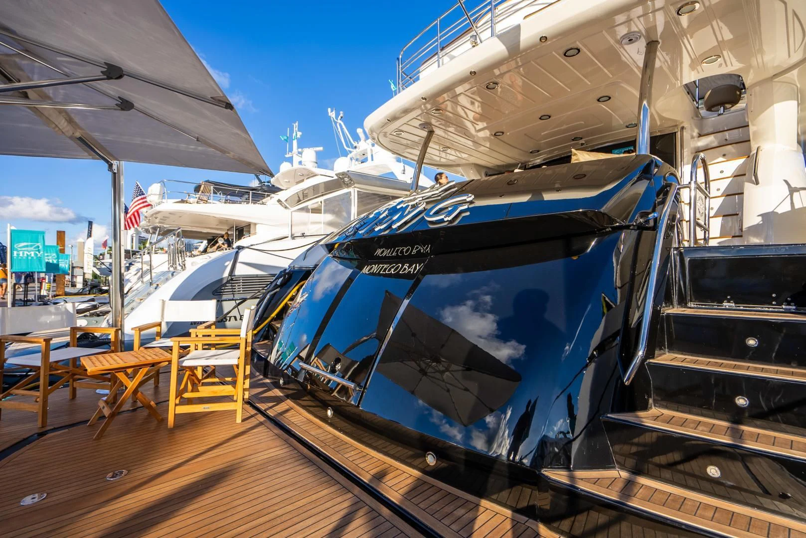 a boat on a dock aboard THE KING Yacht for Sale